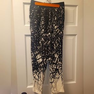 Yigal Azrouel Black and Cream Printed Elastic Pants.